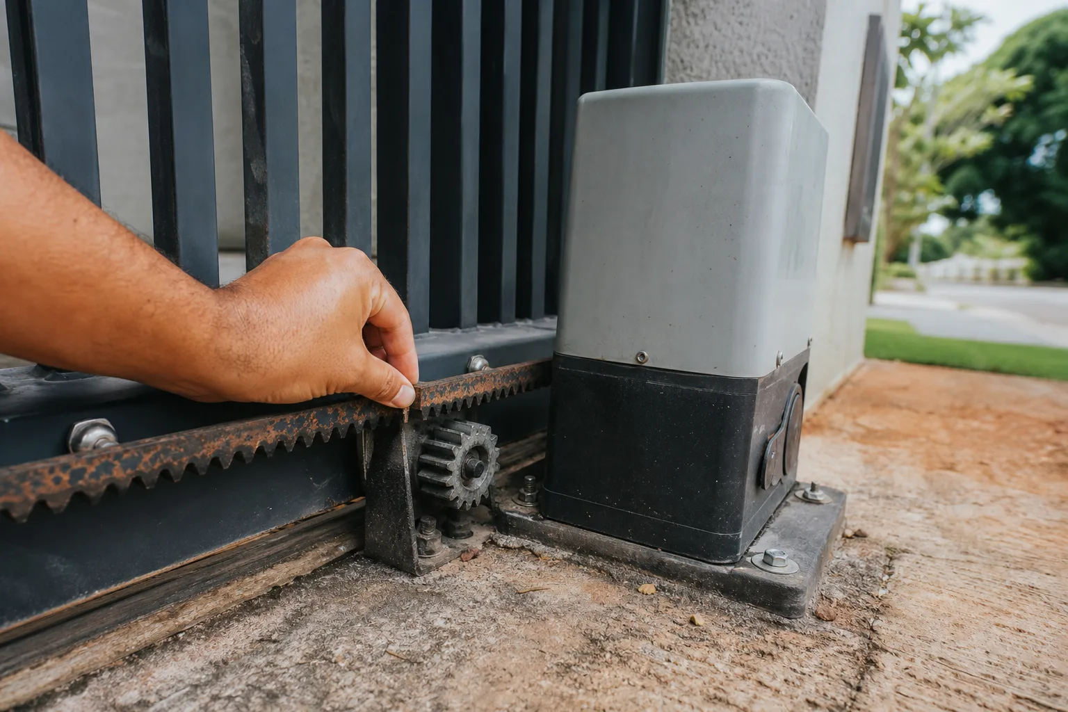 Cremalheira desalinhada pode afetar o motor de portão?